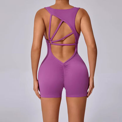 Cloud Rise Sexy Back Yoga Jumpsuit, Women’s One-Piece Gym Sports Fitness Bodysuit, Running Workout Jumpsuit, Activewear Outfit