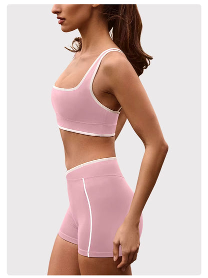 Women’s Yoga Set: Comfortable Top and Tummy-Control Compression Shorts for Gym and Fitness