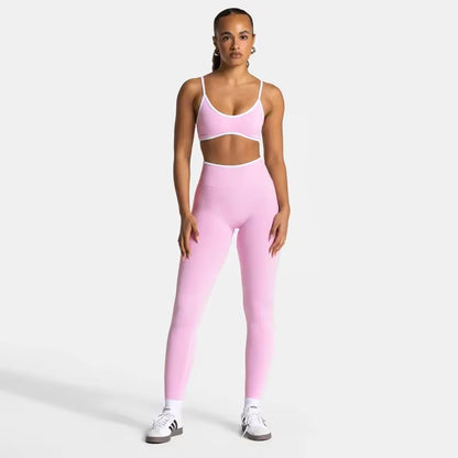 TEVEO 2-Piece Women’s Seamless Gym Set – Leggings and Sports Bra Workout Yoga Fitness Outfit Set