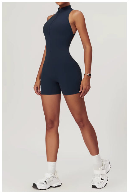 Women’s Sleeveless Jumpsuit, Tight-Fit Sportswear, Naked-Feel Bodysuit, All-in-One Casual Fitness Outfit, Athletic Wear