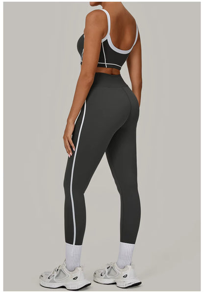 Women’s 2-Piece Yoga Set: Sports Bra with Removable Padding and High-Waisted Leggings for Fitness, Running, and Training