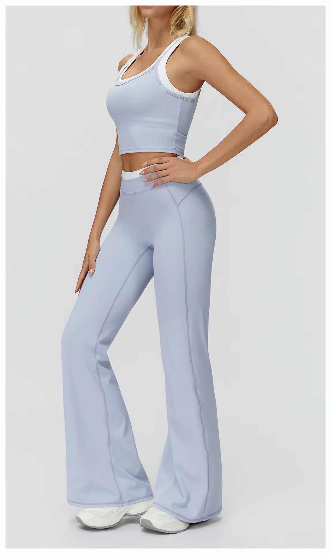 2-Piece Color Block Women’s Yoga Set, High-Waisted Casual Versatile Fitness Outfit, Fashion Sports Bra and Gym Leggings Activewear