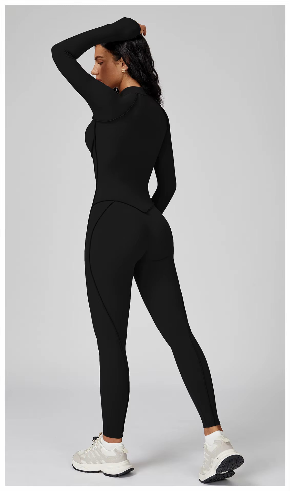 Long Sleeve Yoga Bodysuit Women’s Gym Jumpsuit with Zipper – One-Piece High-Intensity Training Fitness Activewear Tights