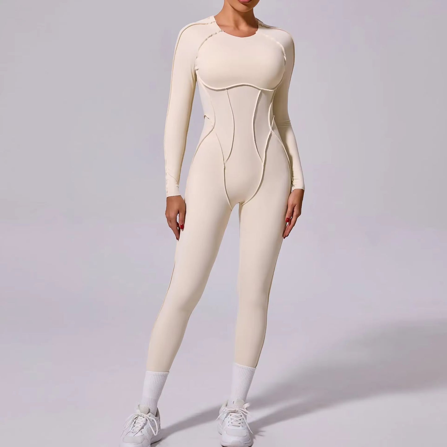 New Summer Short Sports Jumpsuit, Women’s Gym Workout Romper, Push-Up Yoga Activewear, Long Sleeve Fitness Jumpsuit