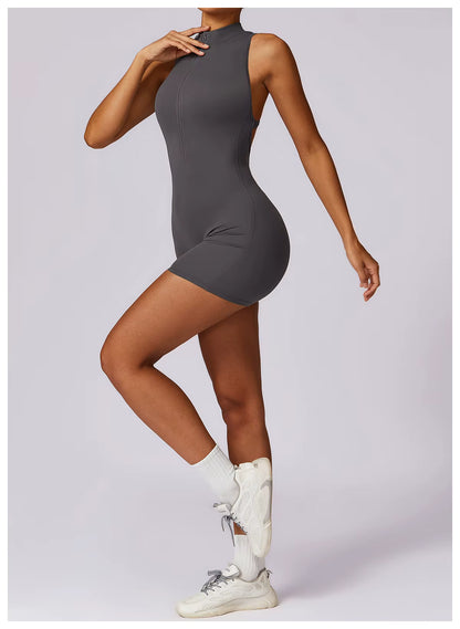 Women’s Sleeveless Jumpsuit, Tight-Fit Sportswear, Naked-Feel Bodysuit, All-in-One Casual Fitness Outfit, Athletic Wear