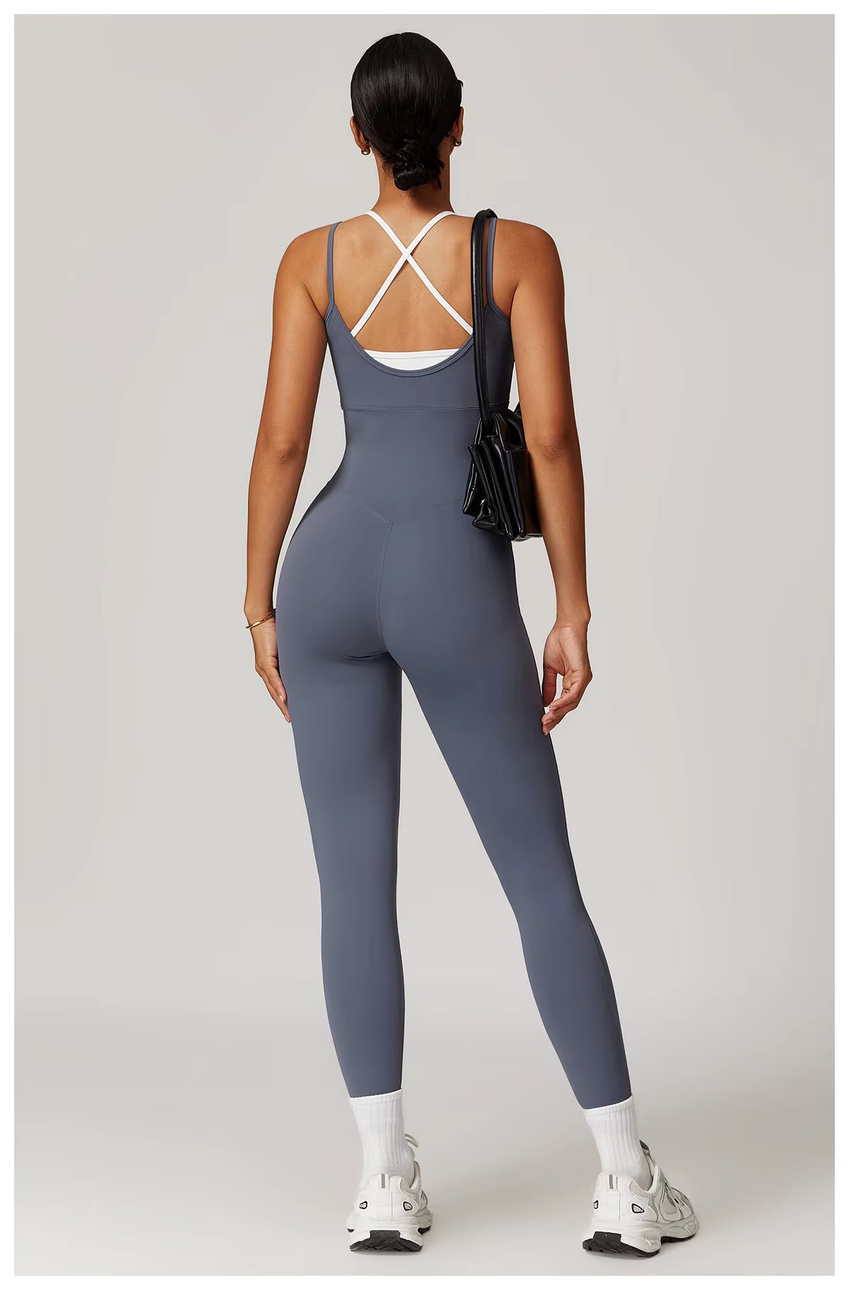 Color-Block Women’s Gym Jumpsuit Yoga Set Cross-Back Sports Fitness Training Bodysuit