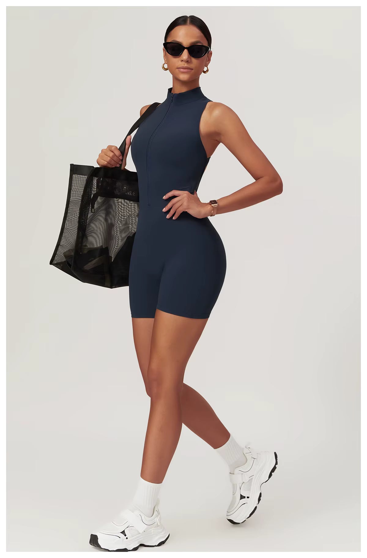 Women’s Sleeveless Jumpsuit, Tight-Fit Sportswear, Naked-Feel Bodysuit, All-in-One Casual Fitness Outfit, Athletic Wear