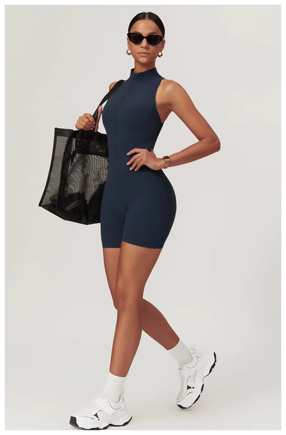 Women’s Sleeveless Jumpsuit, Tight-Fit Sportswear, Naked-Feel Bodysuit, All-in-One Casual Fitness Outfit, Athletic Wear