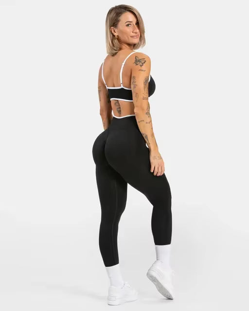 TEVEO 2-Piece Women’s Seamless Gym Set – Leggings and Sports Bra Workout Yoga Fitness Outfit Set