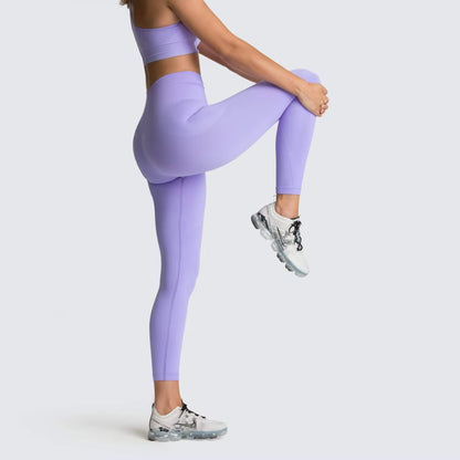 Women’s Seamless Yoga Set – Fitness Crop Top & High-Waist Tummy Control Leggings with Built-In Bra, Workout Outfit for Pilates, Gym and Running