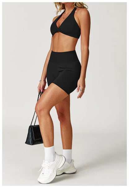 Seamless 2-piece yoga set women’s gym wear fitness tracksuit long sleeve jacket sports bra gym leggings