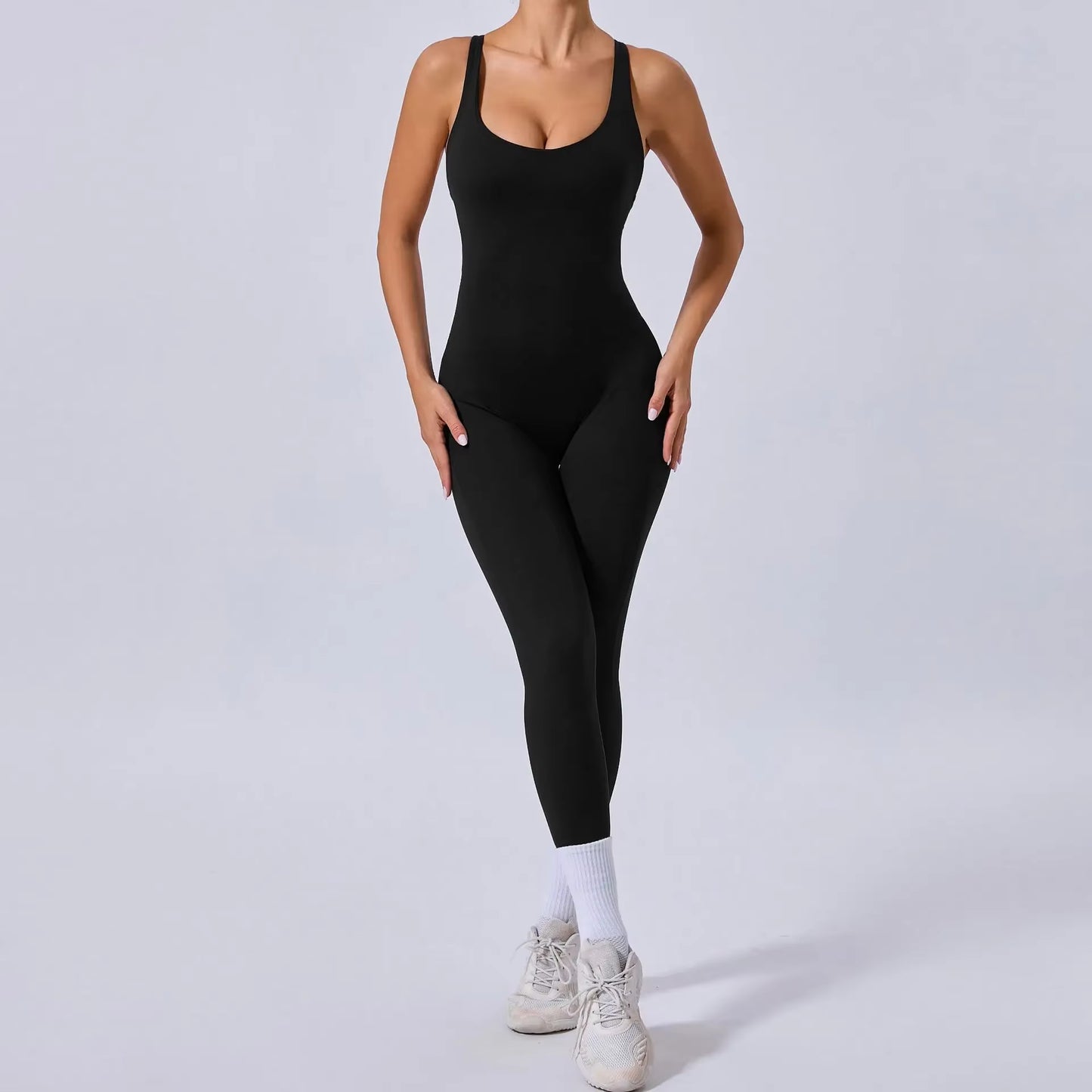 Padded Sports Jumpsuit, Women’s Fitness Gym Bodysuit, Women’s Sports Tracksuit, Athletic Activewear in Grey, Navy Blue, Beige, Coffee and Black
