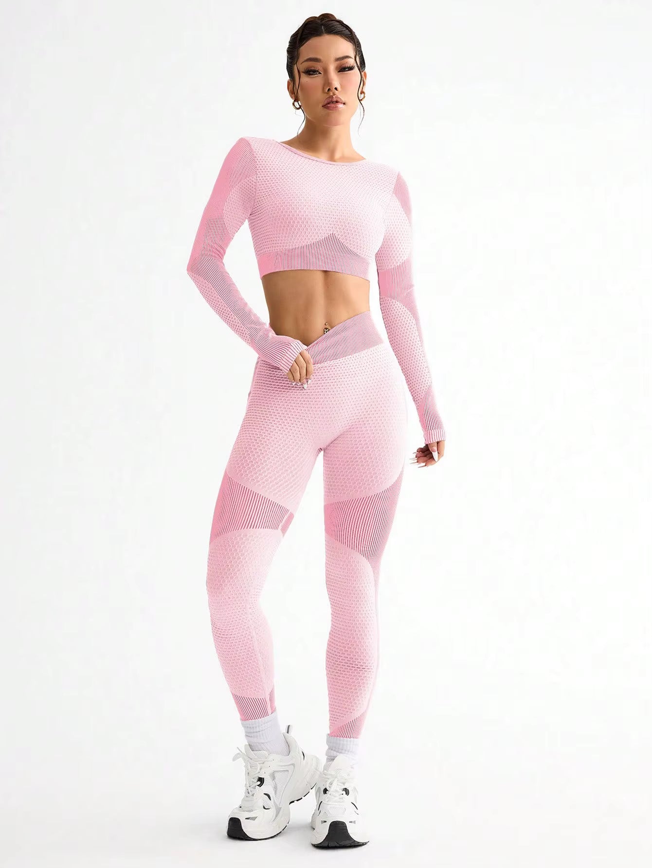 2-Piece Hot Sale New Sports Tight Running Breathable Seamless Yoga Suit Women's Outdoor Fitness Suit