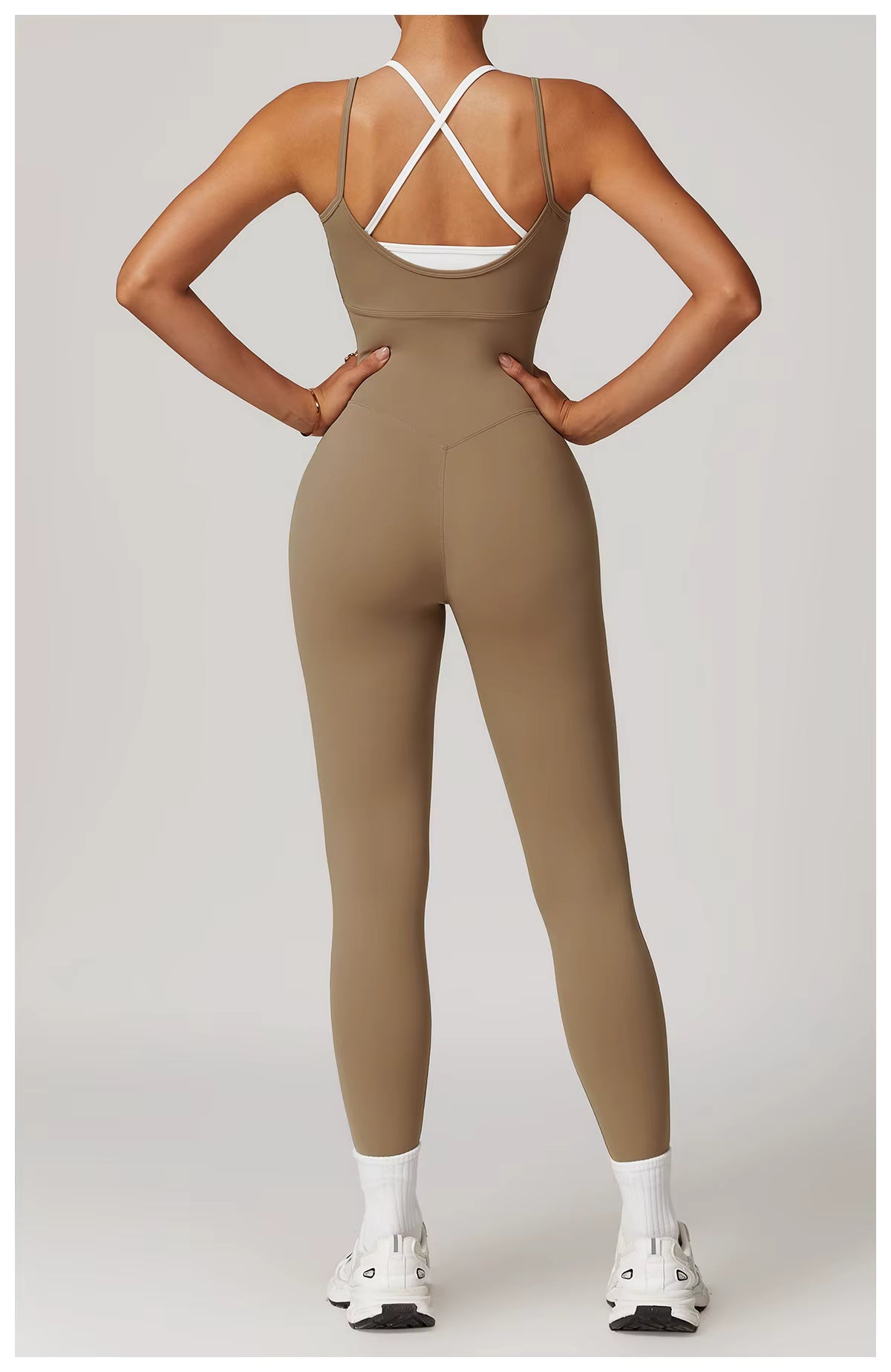 Color-Block Women’s Gym Jumpsuit Yoga Set Cross-Back Sports Fitness Training Bodysuit