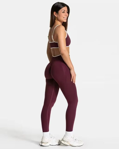 TEVEO 2-Piece Women’s Seamless Gym Set – Leggings and Sports Bra Workout Yoga Fitness Outfit Set