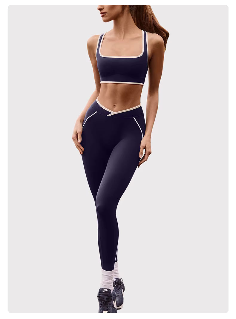 Women’s Yoga Set: Comfortable Top and Tummy-Control Compression Shorts for Gym and Fitness