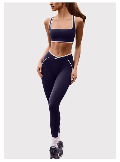 Women’s Yoga Set: Comfortable Top and Tummy-Control Compression Shorts for Gym and Fitness