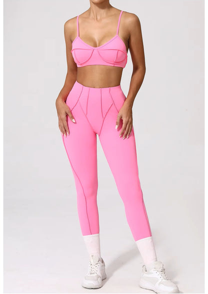 Yoga Sports Fitness Set, High-Waisted Hip-Lifting Leggings, Open-Back Sports Bra, Casual Running Workout Gym Outfit, Sexy Women’s Activewear Set