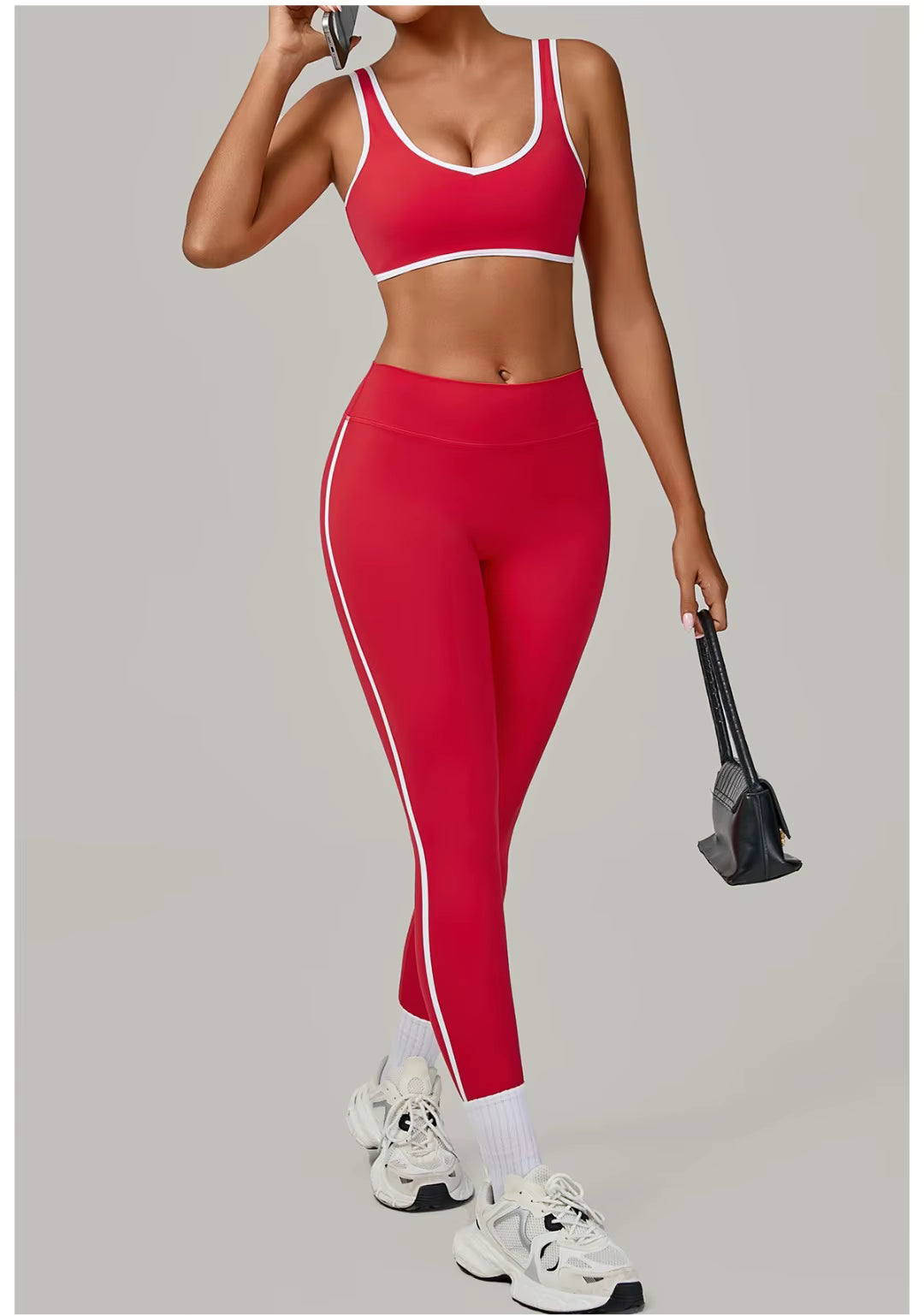 Women’s 2-Piece Yoga Set: Sports Bra with Removable Padding and High-Waisted Leggings for Fitness, Running, and Training