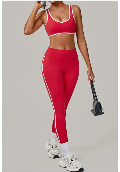 Women’s 2-Piece Yoga Set: Sports Bra with Removable Padding and High-Waisted Leggings for Fitness, Running, and Training