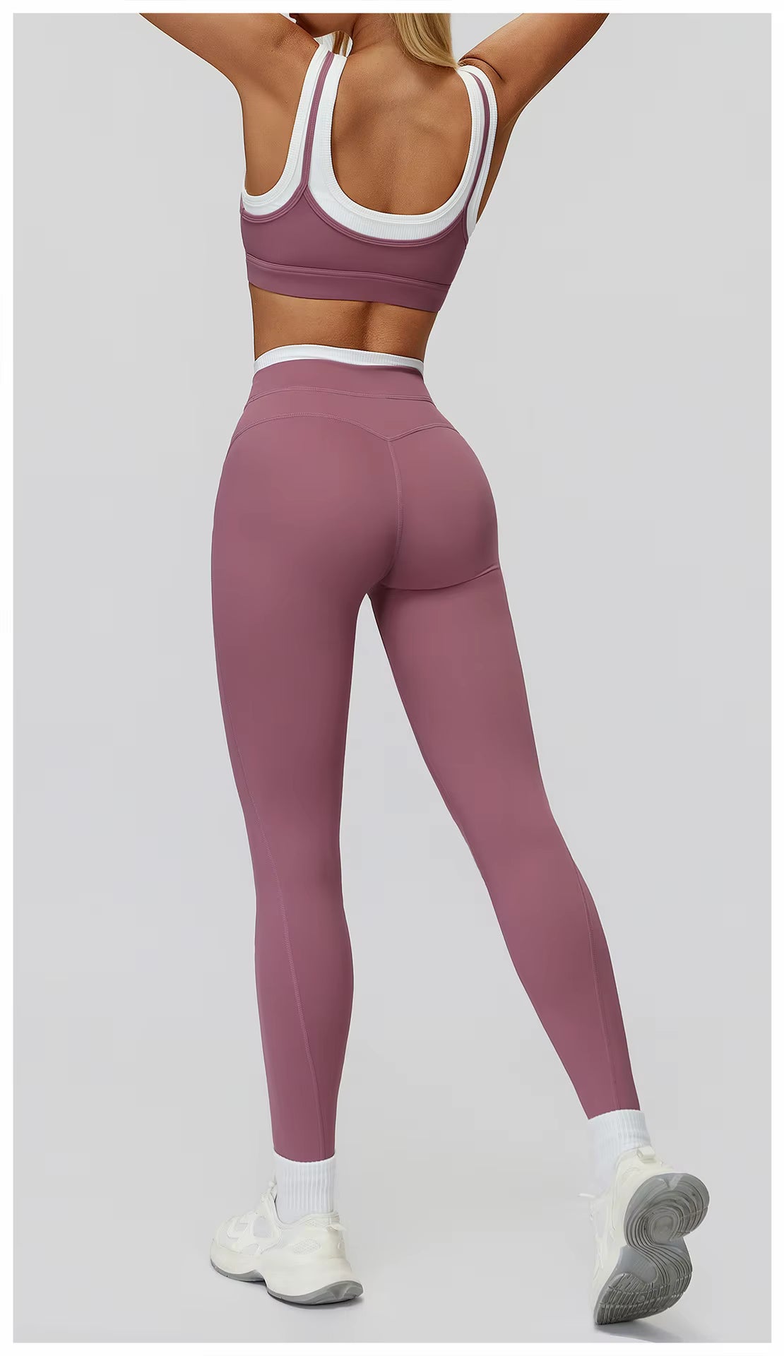 2-Piece Color Block Women’s Yoga Set, High-Waisted Casual Versatile Fitness Outfit, Fashion Sports Bra and Gym Leggings Activewear