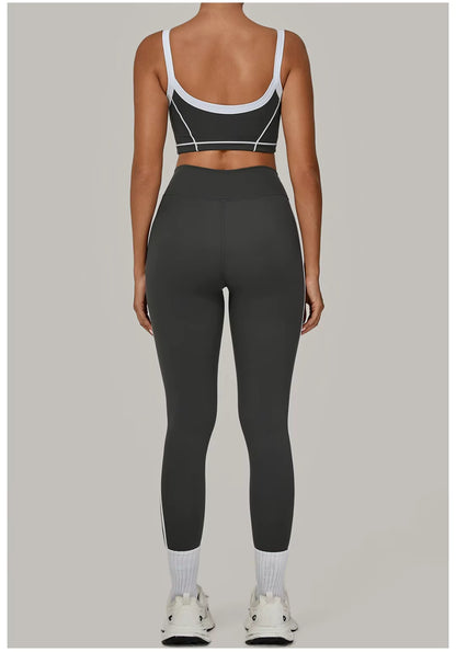 Women’s 2-Piece Yoga Set: Sports Bra with Removable Padding and High-Waisted Leggings for Fitness, Running, and Training