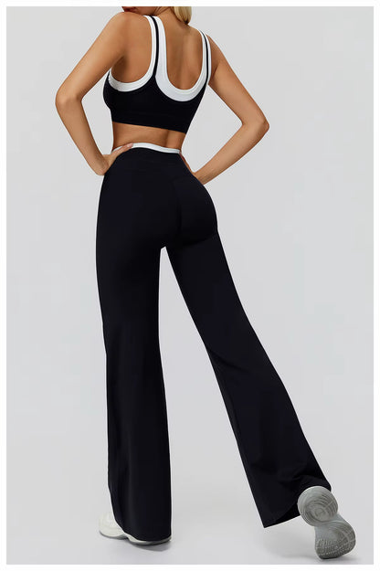 2-Piece Color Block Women’s Yoga Set, High-Waisted Casual Versatile Fitness Outfit, Fashion Sports Bra and Gym Leggings Activewear