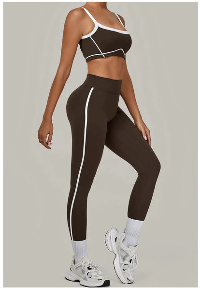 Women’s 2-Piece Yoga Set: Sports Bra with Removable Padding and High-Waisted Leggings for Fitness, Running, and Training