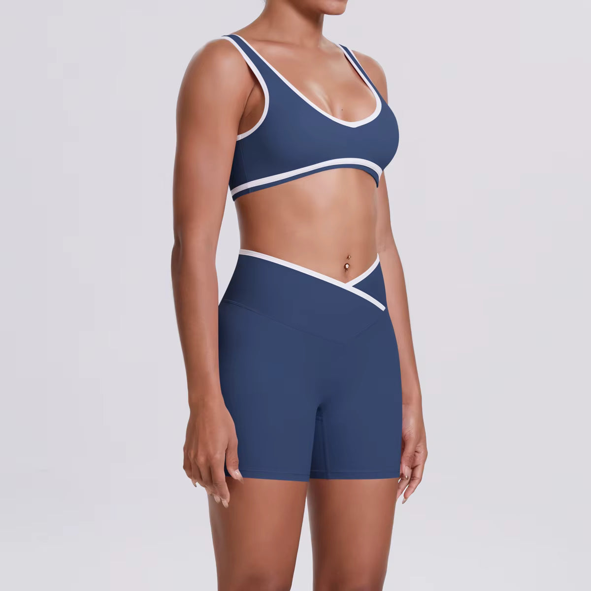 Women’s Two-Piece Gym Workout Set – Sports Bra and Shorts Yoga Set, Quick-Dry Fitness Wear, Athletic Sports Bra Outfit for Women