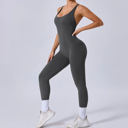 Padded Sports Jumpsuit, Women’s Fitness Gym Bodysuit, Women’s Sports Tracksuit, Athletic Activewear in Grey, Navy Blue, Beige, Coffee and Black