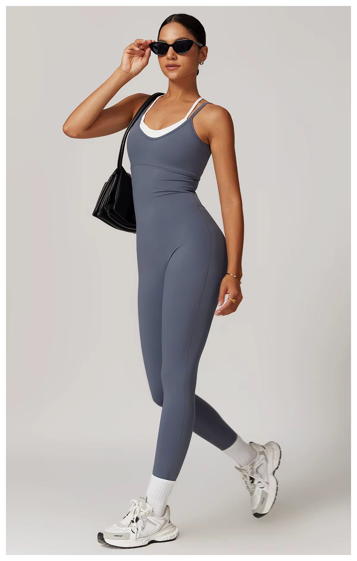 Color-Block Women’s Gym Jumpsuit Yoga Set Cross-Back Sports Fitness Training Bodysuit