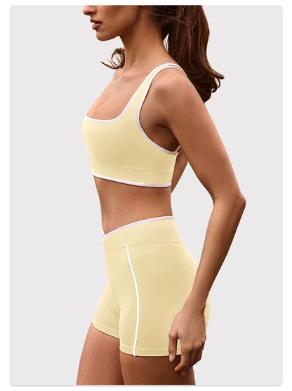 Women’s Yoga Set: Comfortable Top and Tummy-Control Compression Shorts for Gym and Fitness