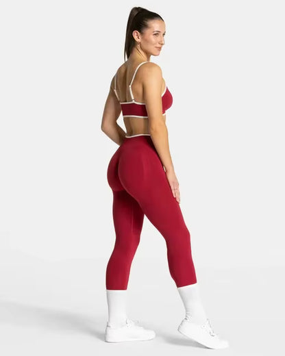TEVEO 2-Piece Women’s Seamless Gym Set – Leggings and Sports Bra Workout Yoga Fitness Outfit Set