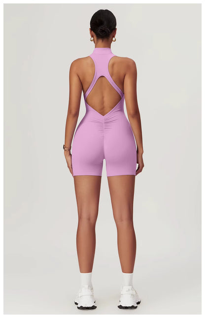 Women’s Sleeveless Jumpsuit, Tight-Fit Sportswear, Naked-Feel Bodysuit, All-in-One Casual Fitness Outfit, Athletic Wear